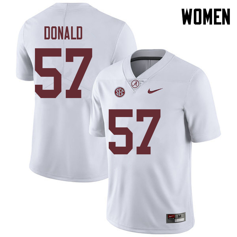 Women #57 Joe Donald Alabama Crimson Tide College Football Jerseys Sale-White